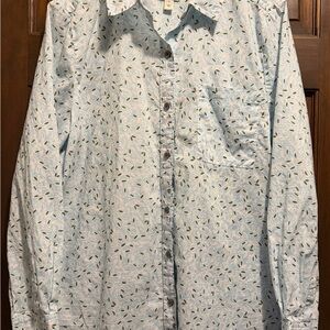 Style & Co. Sz L Light Blue Printed Long-Sleeve Button-Down Shirt